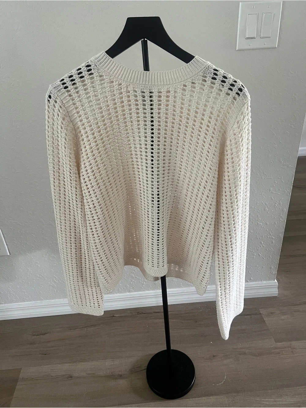 Time and Tru Open Knit Crewneck Sweater in Cream - Picture 1 of 2